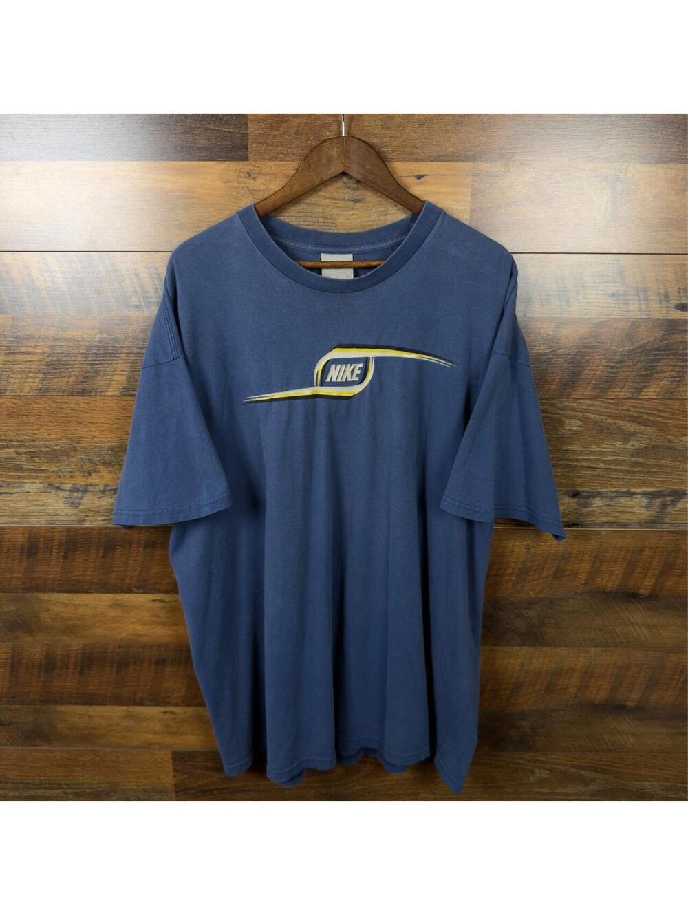 Y2K Nike Blue Gray Swoosh Graphic T-Shirt XXL Oversized